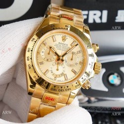 Swiss Replica Rolex Daytona 7750 All Gold Diamond Markers Watch