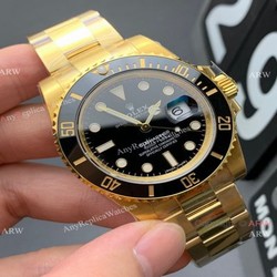 2021 New! VS Factory Swiss 3235 Rolex Submariner Date 41mm Watch Yellow Gold Black Dial  72 Power Reserve