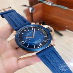 New Panerai 2021 Watches -Replica Panerai Luminor Marina 44mm Blue Dial Rubber Strap