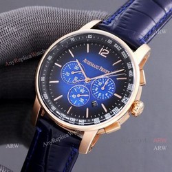 New Audemars Piguet Code 11.59 Blue Dial Blue Leather Strap Replica Watch 41mm