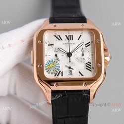 JH Swiss Grade Cartier Santos de Cartier Chronograph Rose Gold Watch 2021 New!