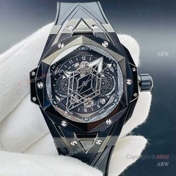 HB Factory New Hublot Big Bang Sang Bleu All Black Replica Watches 45mm