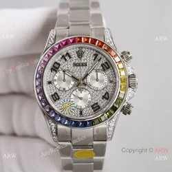 2021 NEW! Swiss Rolex Daytona JH 7750 904L Stainless Steel Watch Arabic Diamond Dial