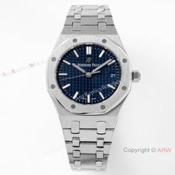 2021 New Swiss Copy Audemars Piguet Royal Oak 34mm SS Blue Textured Dial Watch Cal.5800 Movement