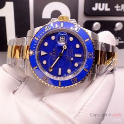 Pre-Owned AAA Replica Rolex Submariner Noob Swiss 3135 Two Tone Blue Watch 40mm