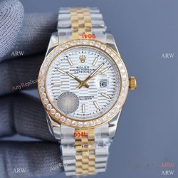 Swiss Quality Copy Rolex Datejust 41mm Watch Two Tone Jubilee Diamond Bezel Motif Dial Citizen 8215