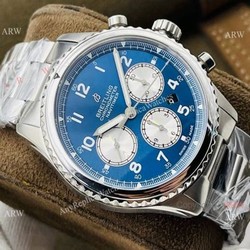 2021 New! Swiss Replica Breitling Navitimer 08 Chronograph Watch Blue Dial Stainless Steel