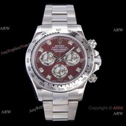 JH Factory Replica Rolex Daytona Swiss 4130 Chronograph Watch Stainless Steel Rose Red Dial