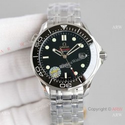 JH Factory Copy Omega Seamaster James Bond Seagull 2824 Watch Black Dial 42mm
