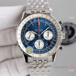 JH Factory Swiss Breitling Navitimer 01 Blue  White Dial Watch 7750 Movement
