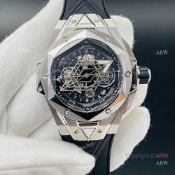 High Quality Replica Hublot Sang Bleu Black Watch 45mm eta7750 Automatic Movement