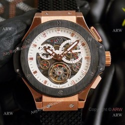 2021 Copy Hublot Big Bang Tourbillon 45mm Watches Rose Gold White Face