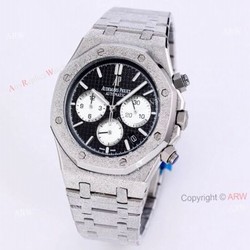 New Audemars Piguet Royal Oak Frosted Gold Chronograph Watch 41mm Black Dial Stainless Steel Bracelet Replica