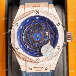 Z Factory Swiss Copy Hublot Sang Bleu Rose Gold Diamond Watch Citizen Movement