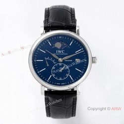 AI Factory Swiss Replica IWC Portofino Hand Wound 8 Days Moon Phase Watch Blue Dial 45mm