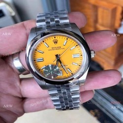 2021 Newest! Rolex Oyster Perpetual Watch 41MM Yellow Face Jubilee Band