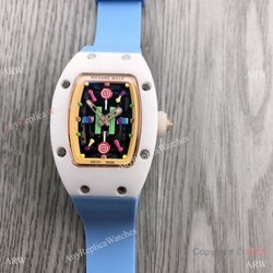 Women Richard Mille BonBon Collection Watches Rm07 Blue Rubber Strap