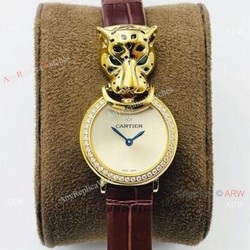 New! Copy Cartier Panthere Gold Diamond Lady Watches Swiss Quartz