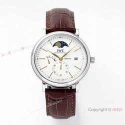 AI Factory Swiss Replica IWC Portofino Hand Wound 8 Days Moonphase Watch 45mm White Dial
