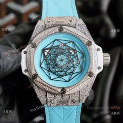 New Replica Hublot Big Bang Sang Bleu Watches Iced Out Blue Dial