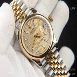 2021 New Rolex Datejust Gold Palm dial Domed bezel Gold Jubilee Watch