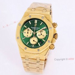 New Audemars Piguet Royal Oak Frosted Gold 41mm Green Dial Chronograph Watch Replica