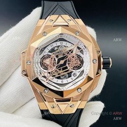 Swiss Replica Hublot Big Bang Sang Bleu Rose Gold Watch For Men With Black Rubber Strap