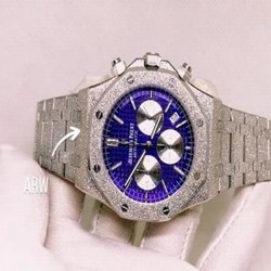 New Audemars Piguet Royal Oak Watch Frosted Gold Case Purple Dial