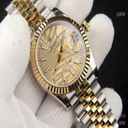 2021 Copy Rolex New Datejust 36 Gold Palm Motif Dial Jubilee Watch