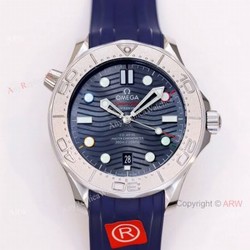 New Omega Seamaster Diver 300m Beijing 2022 Special Edition Swiss Replica Watch Omega Blue Wave Dial