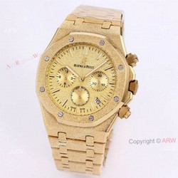 New Audemars Piguet Royal Oak Quartz Copy Watch  Best AP Frosted Gold Watch 41mm