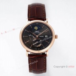 AI Factory IWC Portofino Hand Wound 8 Days Moon Phase Watch Rose Gold Gray Dial
