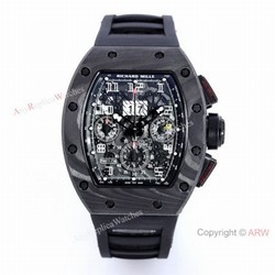 All Black Richard Mille Rm011-Fm Carbon Fiber Watch Black Rubber Band Best Replica