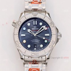 New Omega Seamaster Diver 300m Blue Wave Dial Omega 8800 Movement Beijing 2022 Special Edition Swiss Replica Watch