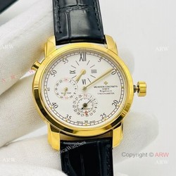 TWS Factory AAA Copy Vacheron Constantin Malte Dual Time Regulateur 42005 41mm 9015 Watch Yellow Gold White Dial