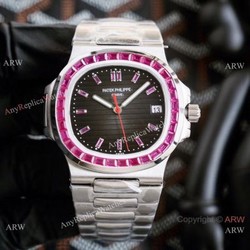 New! Swiss Replica Patek Philippe Nautilus PinkBlack Watch 40.5mm Limited New PP5711