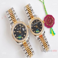 Two Tone Black Face Replica Rolex Datejust Watch Citizen 8215 Movement
