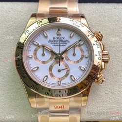 Highest Quality Rolex Daytona 7750 Chrono 904L Rose Gold White Watch 40mm