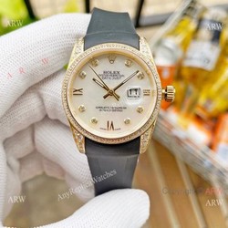 Replica Citizen 8215 ROLEX Datejust White Gold Diamond bezel Ladies Watch