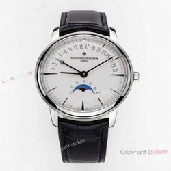 2021 New! Swiss Copy Vacheron Constantin Patrimony Moon Watch White Dial with Retrograde Date