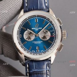 Fake Breitling Premier B01 Blue 42MM Blue Leather Strap Watch