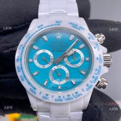 2022 New! AET Remould &8216;Abu Dhabi Sapphire Rolex Daytona Noob 4130 Baby blue Face Watch