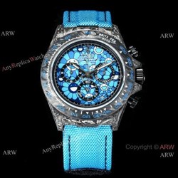 2021 New! Swiss Replica Rolex Daytona TW 7750 Watch Carbon-Lime Blue Dial 40mm