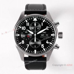 ZF Factory V2 IWC Pilots Replica Watch Swiss 7750 Black Leather Strap