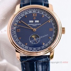 TWS Factory 1-1 Copy Vacheron Constantin Historiques Calendrier Complet 1948 3100v Watch Rose Gold Blue Dial