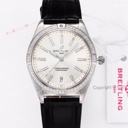 Replica White Dial Breitling Womens Watch With Diamonds For Women