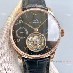 Super Clone IWC Portugieser Moon phase Tourbillon Edition Watch Rose Gold Black Dial 42mm