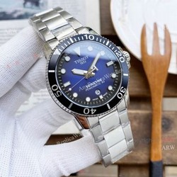 New Tissot Seastar 1853 Blue Face SS Replica Watch For Men 45mm