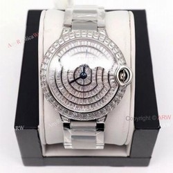 Iced Out Cartier Ballon Bleu 42mm Watch Stainless Steel Replica Watch