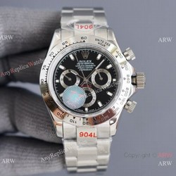 Swiss Quality Copy Rolex Comograph Daytona Citizen 8215 Watch Black Dial 904L Steel